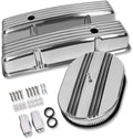 Tall Valve Covers For SBC 283 305 327 350 400 1958-1986 and 12" Oval Air Cleaner Partial Finned Polished