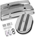 Tall Valve Covers For SBC 283 305 327 350 400 1958-1986 and 12" Oval Air Cleaner Partial Finned Polished