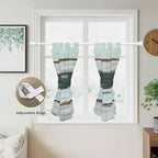 Blue Teal Bedroom Curtains 63 Inch Length, Window Curtains Tab Top, Vintage Wooden Retro Art Farmhouse Barns Light Filtering Window Treatments Drapes 42"x63" 2 Panel