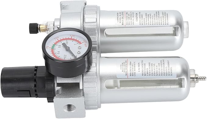 1/4 Inch Compressed Air Line Filter Efficient Filtration Performance Water Oil Separator for Painting Aluminum Alloy PC Plastic 1 Pair Connector