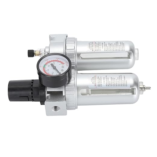 1/4 Inch Aluminum Alloy Air Filter Pressure Regulator, Compressed Air Line Filter, Oil Water Separator with Dial for Easy Pressure Adjustment, Efficient Filtration System for Pneum