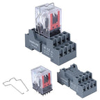 Electromagnetic Power Relay, 14-Pin 5 AMP 12V DC Relay Coil with Socket Base, LED Indicator, 4PDT 4NO 4NC - MY4NJ [Applicable for DIN Rail System]