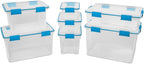 Sterilite 8-Pack Gasket Box, Weather-Resistant Storage Bins with Latching Lids, 54 Quart - Heavy-Duty Organizing Containers for Closet, Bathroom, and Office