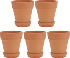 5pcs Red Clay Succulent Pots with Saucers, Indoor Succulent Plant Containers, Breathable Baked Terracotta Flower Planters for Home Gardening and Nursery Use