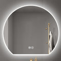Bathroom Mirror with 3 Colour LED Lights, Wall Mounted Bathroom Vanity Mirror, Demister Heat Pad/Dimming Function/Touch Switch Smart Mirror(A,39.3"x35.4"/100x90cm)