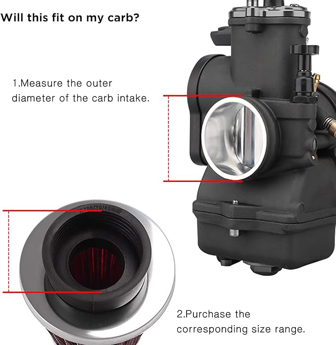 Evermotor 45mm 46mm 47mm Air Filter Carburetor Cleaner Fit in Motorcycle Honda Yamaha Kawasaki Suzik for 50cc 70cc 90cc 110cc 125cc 150cc Mini Bike,Dirt Bike,GY6