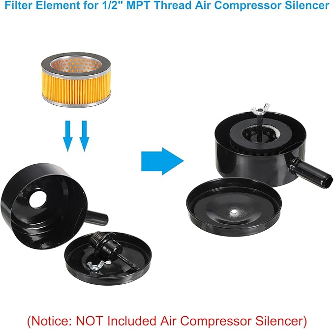 PATIKIL 4.2 x 2 Inch Air Compressor Intake Paper Filter 8 Pack Piston Type Air Filter Elements Replacement for Blowers Generators Filter Particles to Reduce Noise, Yellow