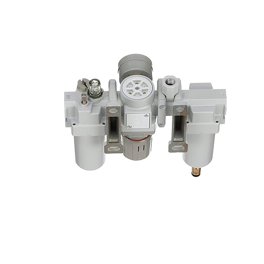 PneumaticPlus SAU300A-N03G-MEP - Dual Air System 3/8" NPT - Compressed Air Filter, Pressure Regulator & Lubricator w/Additional Free Air Port 1/4" NPT - Manual Drain, Metal Bowl