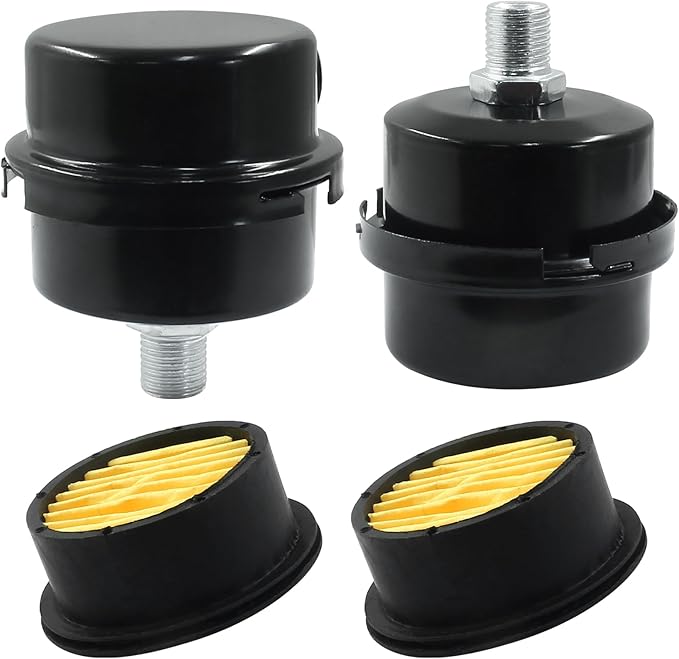 Hordion 2 Pack Air Compressor Silencer, 1/4" Thread Air Compressor Intake Filter Sound Muffler Replacement Parts 13mm for Blowers Generators Exhaust Ports