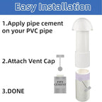 3 Inch Vent Stack Pipe Filter,Sewer Vent Filter Septic Tank Roof Vent Filters Cap for PVC Plastic Pipes Plumbing Air Exhaust,Vents Stack Filters Remove Outdoor Septic and Sewer Odors,with Mushroom Cap