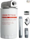 1200KTF7018 Fuel Filter Spin-On Particulate Replacement for Transfer Pumps FR112 FR1210G FR610G,18 GPM Flow Rate,50 PSI- Includes 1200KTG9075 Filter Head, 3/4" ST Elbow, and 3/4" x 7" Nipple