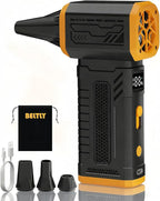 Compressed Air Duster, 130K RPM Powerful Cordless Electric Mini Blower with Display, 10-Gear Adjustable Jet Fan with Fast Charging, Rechargeable Dust Blower for Home, Outdoor and Car (Black, Blow)