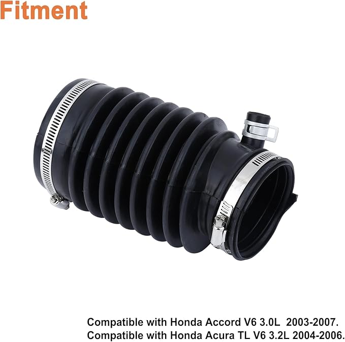 Engine Air Intake Hose Tube With Clamps. Replaces Part # 696-001,17228-RCA-A00, 17228RCAA00. Compatible with Honda Accord V6 3.0L 2003-2007,Acura TL V6 3.2L 2004-2006