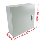 Electrical Enclosure Box 16" x 16" x 6" Carbon Steel Electrical Junction Boxes Wall Mount Waterproof Dustproof Metal Box with Safety Locks for Outdoor Indoor Use