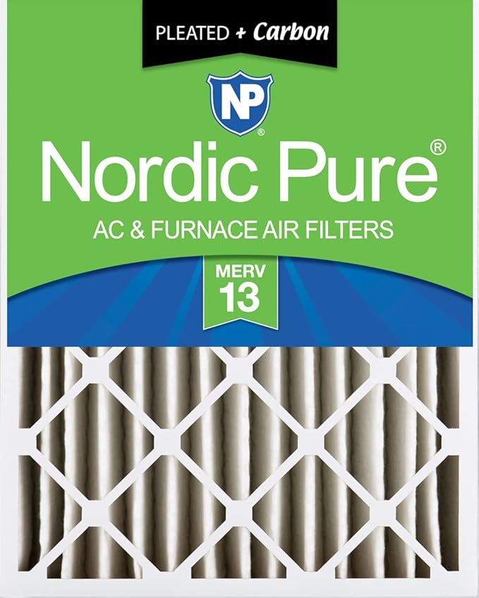 Nordic Pure 16x24x4 (Actual Size: 15 3/8 x 23 3/8 x 3 5/8) Pleated Air Filters MERV 13 Plus Carbon 1 Pack