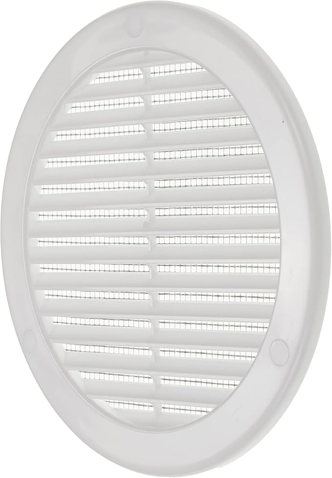 Vent Systems 6" Inch (Opening Dimensions) - Pack of 5 - White Soffit Vent Cover - Plastic Round Air Vent Grille - Built-in Mesh Screen - HVAC Register Louver for Bathroom, Home, Kitchen