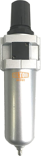 1/2" NPT HEAVY DUTY Compressed Air In Line Filter Regulator Combo Piggyback, Metal Bowl, 5 Micron Element, Adjustable From 7 to 215 PSI (MANUAL DRAIN)