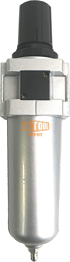 1/2" NPT HEAVY DUTY Compressed Air In Line Filter Regulator Combo Piggyback, Metal Bowl, 5 Micron Element, Adjustable From 7 to 215 PSI (MANUAL DRAIN)