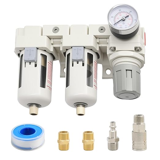 3/8"-Air-Dryer-for-Compressor - Double Air Filters Drying-System, Semi-Auto Drain Pressure Regulator Combo