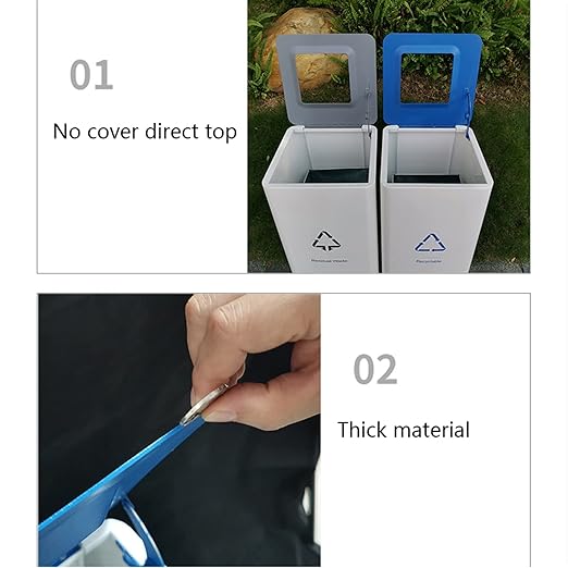 GLigeT Outdoor Trash can White Combined Trash Can Large-Capacity Square Sorting Trash Can Outdoor Direct Throw Trash Can Without Cover, Anti-Fingerprint Technology 48L Trash Can (Size : C)