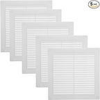 Vent Systems 4.5" x 4.5" Inch (Opening Dimensions) - Pack of 5 - Plastic White Soffit Vent Cover - Flat Square Air Vent Grille - Air Vent Deflector - HVAC 6" x 6" Inch (Overall Dimensions)