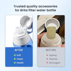 GLACIER FRESH Bite Valve and Filter Replacement for Brita Water Bottle - 6 Pack Filters and 3 Pack Silicone Mouthpieces for Stainless Steel and Plastic Bottles
