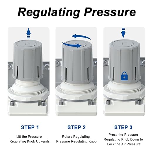 AIRZOE 1/4" NPT Compressed Air Filter Regulator Lubricator Combo, Air Compressor Water Separator AC2010-02,5 Micron Brass Element Semi-Auto Drain,0-145 psi Gauge