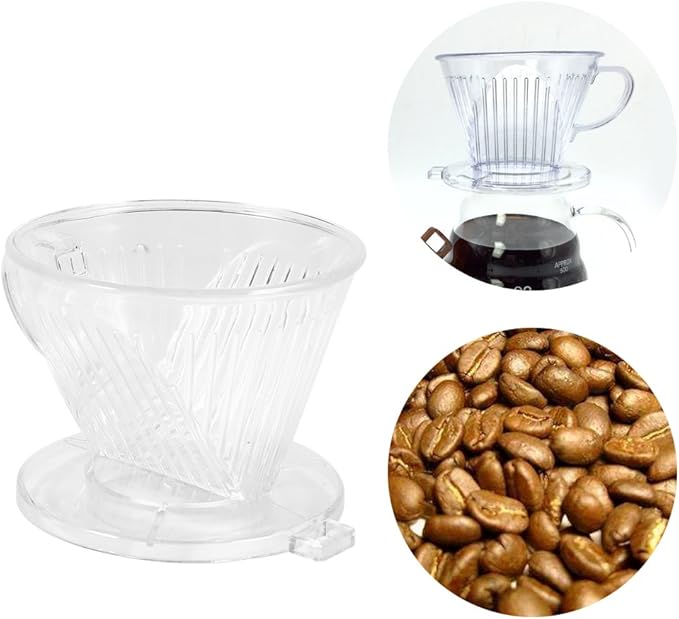 GLOGLOW Coffee Filter Transparent Reusable Coffee Filter, HighFired, Heat, Cone Shape, Portable, Dishwasher Safe, 115g Nan and Tea Supplies