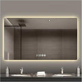 Bathroom Mirror with LED Lights，LED Bathroom Mirror，Smart Lighted Bathroom Mirror for Wall，Energy-Saving LED Smart Mirrors，with Demister Pad，Three-Color Light(H50*W70cm/H19.7*W27.6IN)
