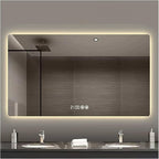 Bathroom Mirror with LED Lights，LED Bathroom Mirror，Smart Lighted Bathroom Mirror for Wall，Energy-Saving LED Smart Mirrors，with Demister Pad，Three-Color Light(H75*W100cm/H29.5*W39.4IN)