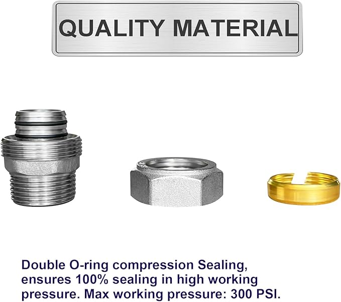 Jingzan Straight Air Piping Fitting, 3/4"Piping x 3/4"Male NPT Adapter, Brass-Nickel Plated Fittings for Garage Shop Compressed Air Line Piping System (2 PACK)