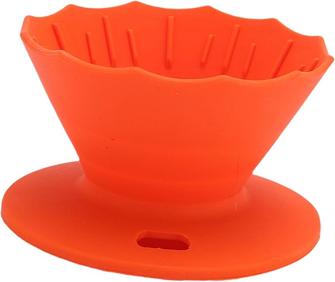 Pour Over Coffee Dripper Silicone Food Grade Portable Hand Brewed Coffee Filter Cup for Travel Outdoor Camping Home Use Lightweight Foldable Easy to Clean Dishwasher Safe Durable (Orange Red)