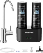 Waterdrop DLB Under Sink Water Filter, Reduces Chlorine, Chloramine, PFAS, Bad Taste, Under Sink Water Filtration System with Separate Faucet,Water Filter for Sink Faucet,Life Indicator, Quick Change