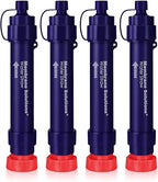 Membrane Solutions Water Filter Straw S2, NSF/ANSI 42&372&401 Certified, 4-Stage 0.1 μm Portable Water Purifier with Replaceable Filter, 5,000L Capacity for Camping, Hiking, Survival and Emergency- 4P