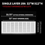 32x12 Return Air Grille(Duct Opening Size),Air Return Vent Cover,Flat Vent Cover,Rejillas De Aire Acondicionado Para Casa,Return Air Grilles,Outer Dimensions:33.75"Wx13.75"H(32"W x 12"H, Duct Opening)
