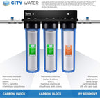 iSpring F6WGB32B 4.5” x 20” 3-Stage Whole House Water Filter Replacement Pack with Sediment and Carbon Block Cartridges, Fits WGB32B, White, 2 Count