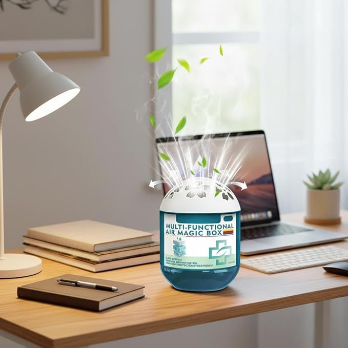 Indoor Air Purification Dust Removal Magic Box,Multifunctional Air Magic Box Dust Cleaner,No Electricity Needed & Silent Operation,120g Long-Lasting Freshener for Room,Office & Car