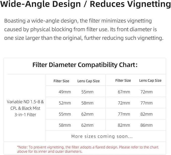 Kase 67mm Variable ND1.5-8 & CPL & Black Mist 3 in 1 Filter with 36 Multi-Coatings, Essential for Landscape & Vlog, Compatible with Canon Sony Nikon