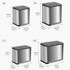 Trash Can Kitchen Large Capacity Foot-Operated Trash Can Double Three Bin Garbage Sorting Garbage Can Rectangular Trash Can with Lid, Brushed Stainless Steel Wastebasket for Office (Silver 18l)