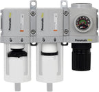 PneumaticPlus PPC3C-N03G 3-Stage Compressed Air Dryer System – 3/8" NPT, Particulate & Coalescing Filter, Regulator Combo – Poly Bowl, Manual Drain, Clean Dry Compressed Air
