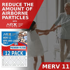 24x30x1 Air Filter MERV 11, 12 Pack of Furnace Filters Comparable to MPR 1000, MPR 1200 & FPR 7 Made in USA AIRX FILTERS. Actual Size: 23 15⁄16" x 29 15⁄16" x ¾" AKA 23.9375" x 29.9375" x 0.75".