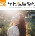 K&F CONCEPT 82mm Black Diffusion Mist 1/4 Effect & Variable ND2-400 (1-9 Stops) ND Lens Filter 2 in 1, Putter Adjust Multi-Function Filter for Camera Lens with 28 Multi-Coated (Nano-X Series)