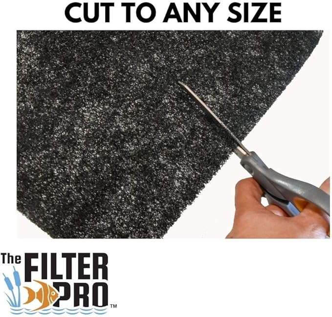Black Coarse Filter Media, 1.25" Thick, 16" x 56" Roll, Perfect for Aquariums, Ponds or Water Gardens, Made in USA