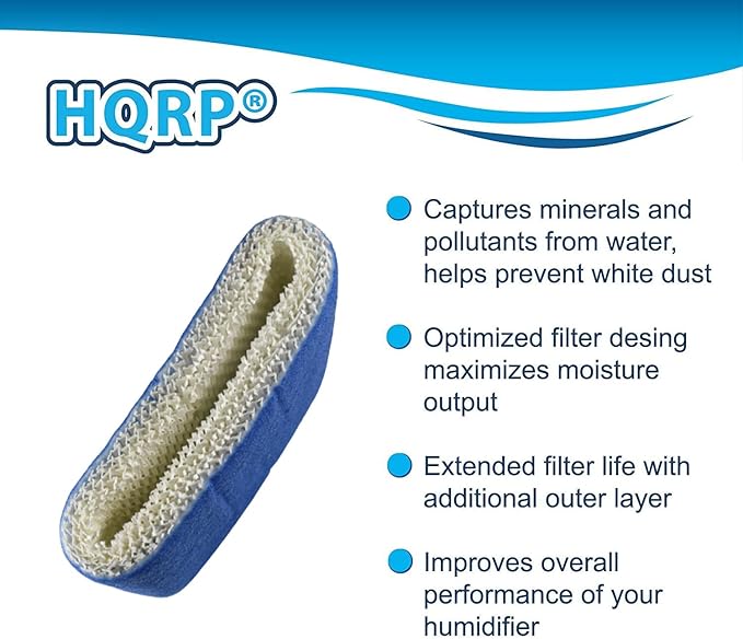 HQRP 3-Pack Filter Compatible with Walgreens 890-WGN 890WGN LEV320 HF212-UL Cool Mist Humidifiers, W889-WGN Replacement, with Blue Layer