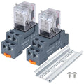 Electromagnetic Power Relay, 8-Pin 10 AMP 12V AC Relay Coil with Socket Base, LED Indicator, DPDT 2NO 2NC - MY2NJ 2PCS [Applicable for DIN Rail System]