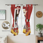 Pig Sunflowers Bedroom Curtains 72 Inch Length, Window Curtains Tab Top, Eucalyptus Leaves Floral Bees Red Barn Light Filtering Window Treatments Drapes 52"x72" 2 Panel