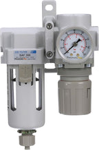 PneumaticPlus SAU320-N03G Compressed Air Filter Regulator Combo 3/8" NPT - Poly Bowl, Manual Drain, Bracket, Gauge