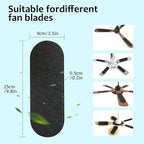 15pcs Ceiling Fan Filters for Blades Easy-Stick Strong Fixity Activated Coconut Carbon Fan Filter for Ceiling Fan, Universal Fan Blade Air Fresh Purifier Cat Litter Box Filter, Black