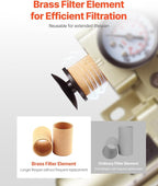 VEVOR Air Compressor Filter Regulator, 3/8" NPT 3-Stage Air Compressor Water Separator with 5μm/1μm/0.01μm Micron Filter Elements, Semi Auto Drain Air-Drying System 145PSI Max Pressure, Poly Bowl
