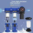 3/8" NPT Air Dryer System,Air Compressor Filter Dryer,5 and 5 Micron Filter Cartridge,Semi-Auto Drain, Metal Bracket-Blue